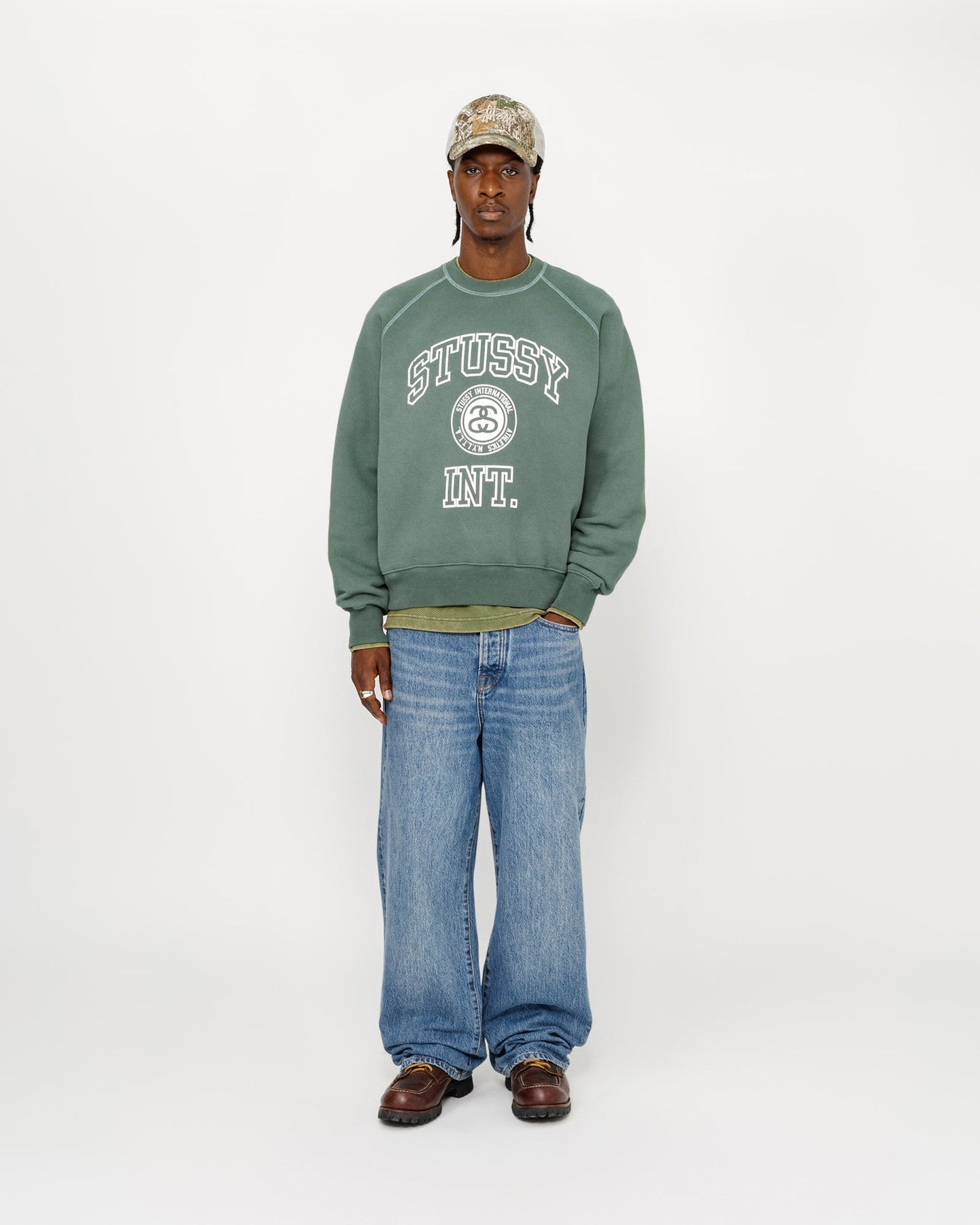 Sweat-shirt ras du cou raglan surpiqué