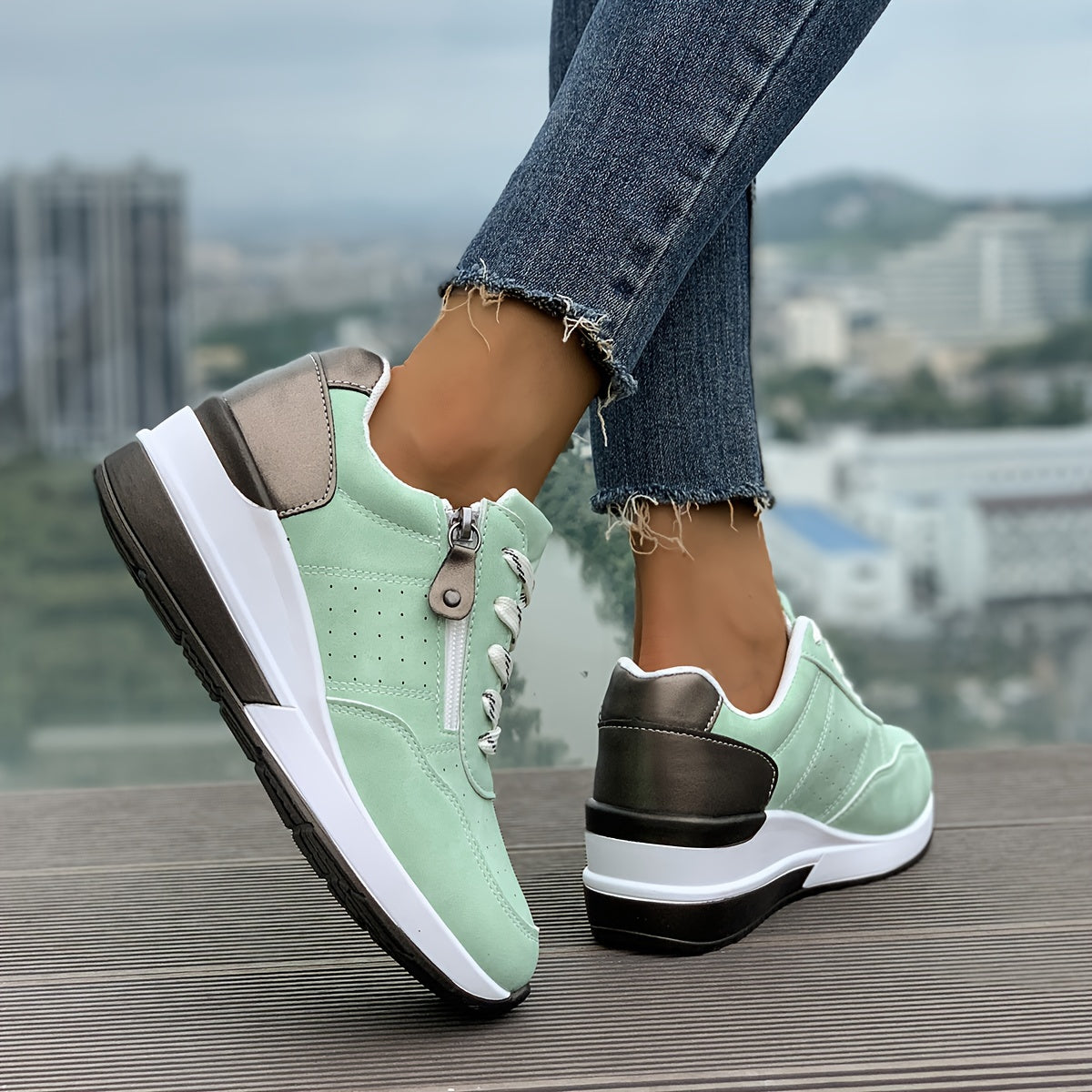 🔥Dernière promotion : 60 % de réduction – Baskets orthopédiques confortables pour femme, à semelle épaisse et fermeture éclair latérale
