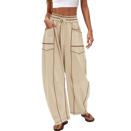 🔥Dernier jour : 69 % de réduction🔥Pantalon ample femme Baggy Barrel, large, de survêtement avec cordon de serrage et poches