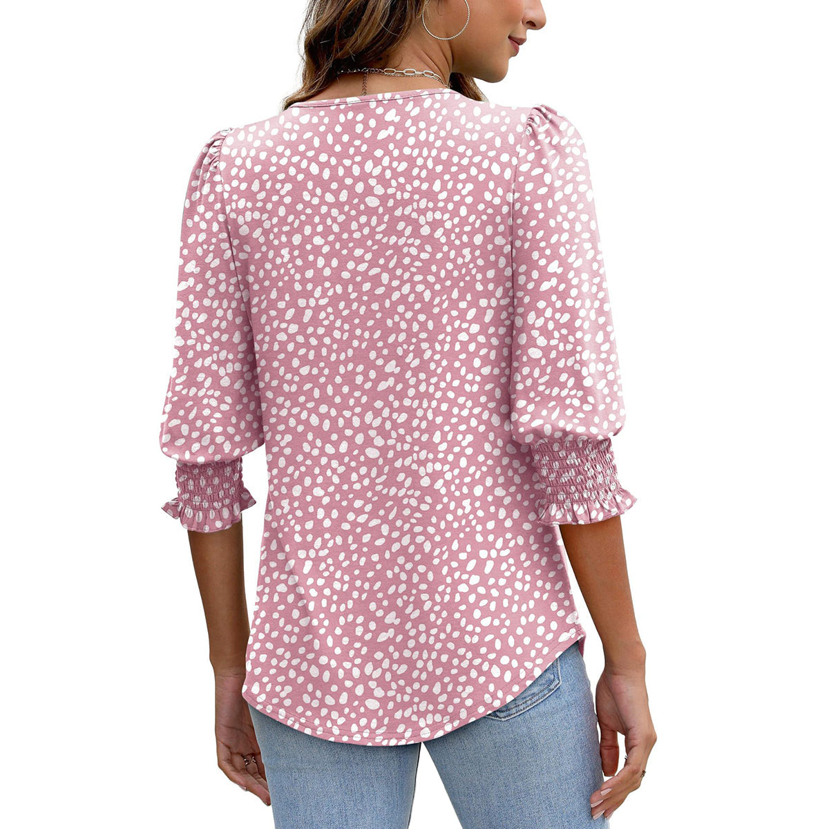 🥳Hauts d'été imprimés pour femmes T-shirt ample à manches coudes