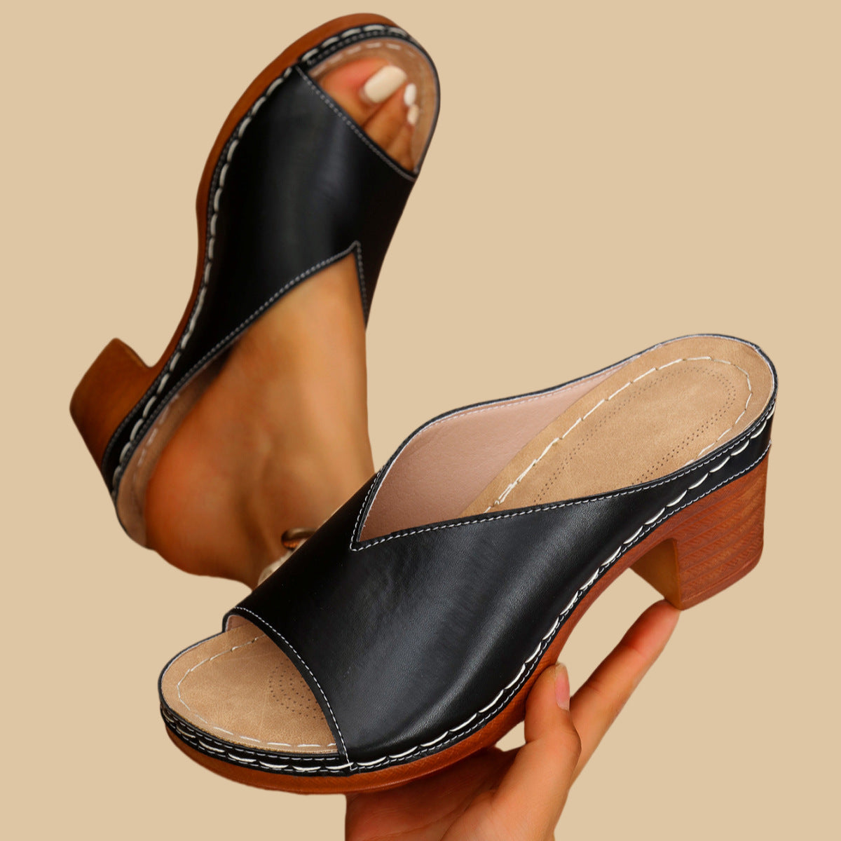 NOUVEL ARRIVAGE 70 % DE RÉDUCTION - Sandales orthopédiques compensées à talons hauts